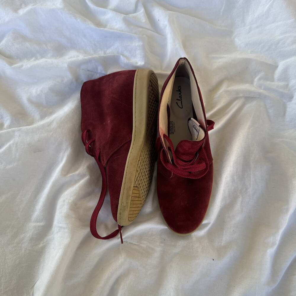 Clarks Weaver Oxblood Suede Oxfords